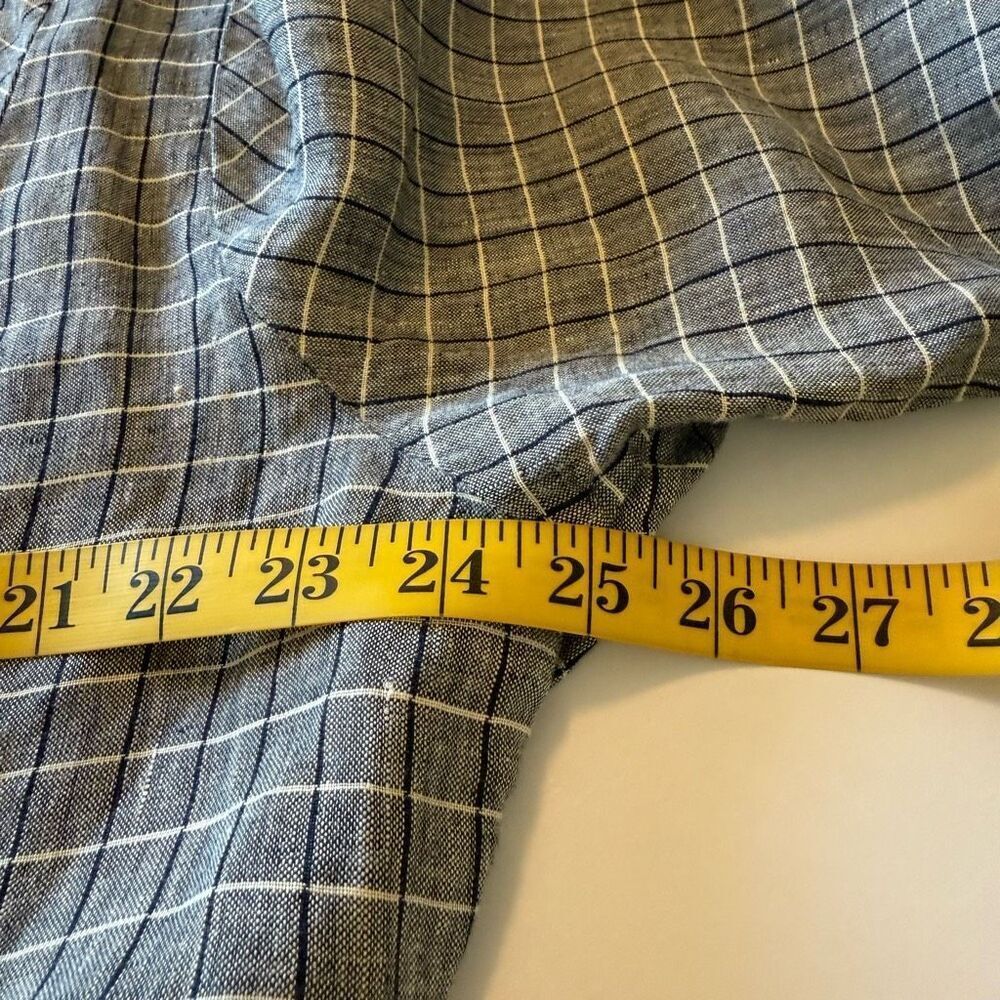 Vintage Flax by Joanne Engelhart Linen Windowpane Plaid Convertible Slv Top Sz S - Picture 9 of 13